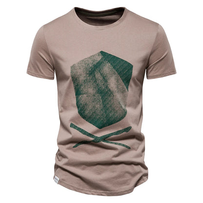 Aio peson 100% Baumwolle T-Shirts für Männer Kurzarm O-Ausschnitt Mode Druck Slim Fit Herren T-Shirts Casual Sommer Herren bekleidung
