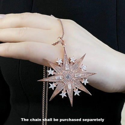 Stern-Anhänger in Roségold auf Hand, mit feiner Kette, 925 Sterling Silber