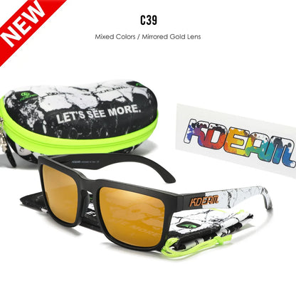 Sonnenbrille quadratisch polarisiert Reißverschlussetui 30 Farben Unisex