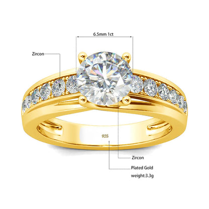 Damen-Moissanit-Ring 1 Karat Rhodium-beschichtetes 925er Silber mit Zertifikat Schmuckstück