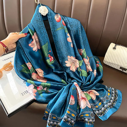 Damen Seidenschal groß Sommer Strand Hijab Turban Foulard Bandana Sonnenschutz