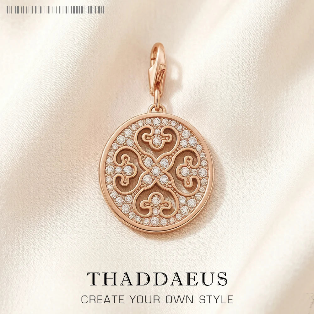 Damen-Charm-Anhänger Roségold Ornament Glück Sommer aus Sterlingsilber