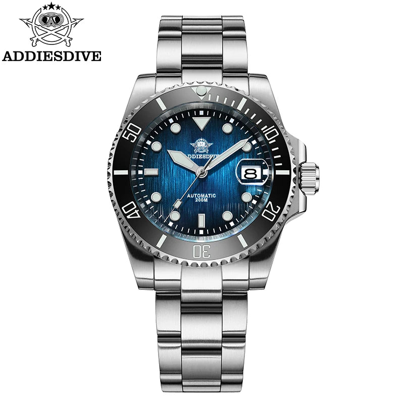 Herren Automatikuhr mechanisch Saphirglas 8215 200m wasserdicht Leuchtzeiger Edelstahl