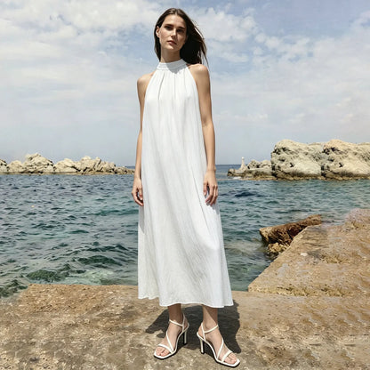 Elegantes Lüftiges Damenkleid Mit Reverskragen Für Damen