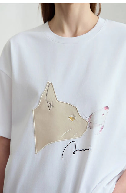 Damen T-Shirt im lässigen Stil mit Rundhalsausschnitt und kurzem Arm