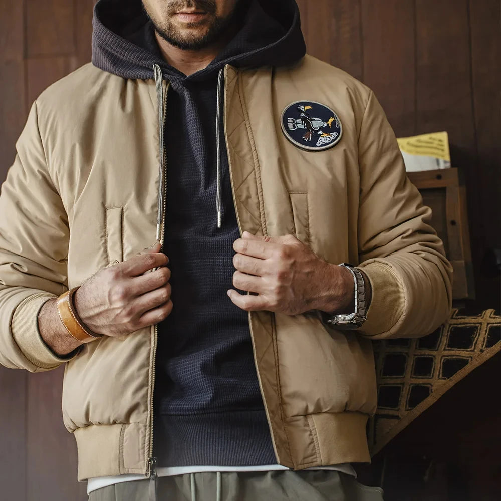 Herren Fliegerjacke Maden Reversible Baseballkragen Herbst Winter Verdickte Mäntel