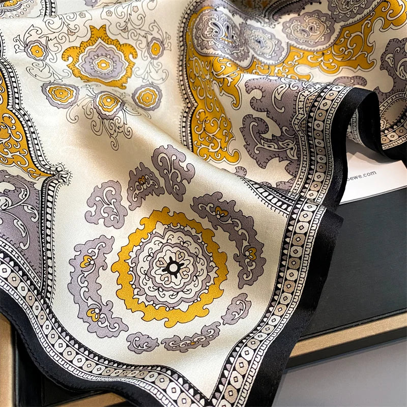 Damen Seidenschal quadratisch 70cm Halstuch Bandana Hijab Pashmina I