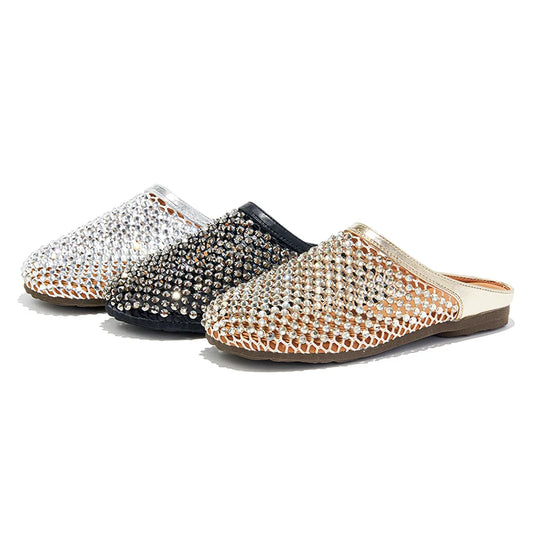 AIYUQI Damen Slippers Air Mesh Closed Toe Anti-Slip Diamond