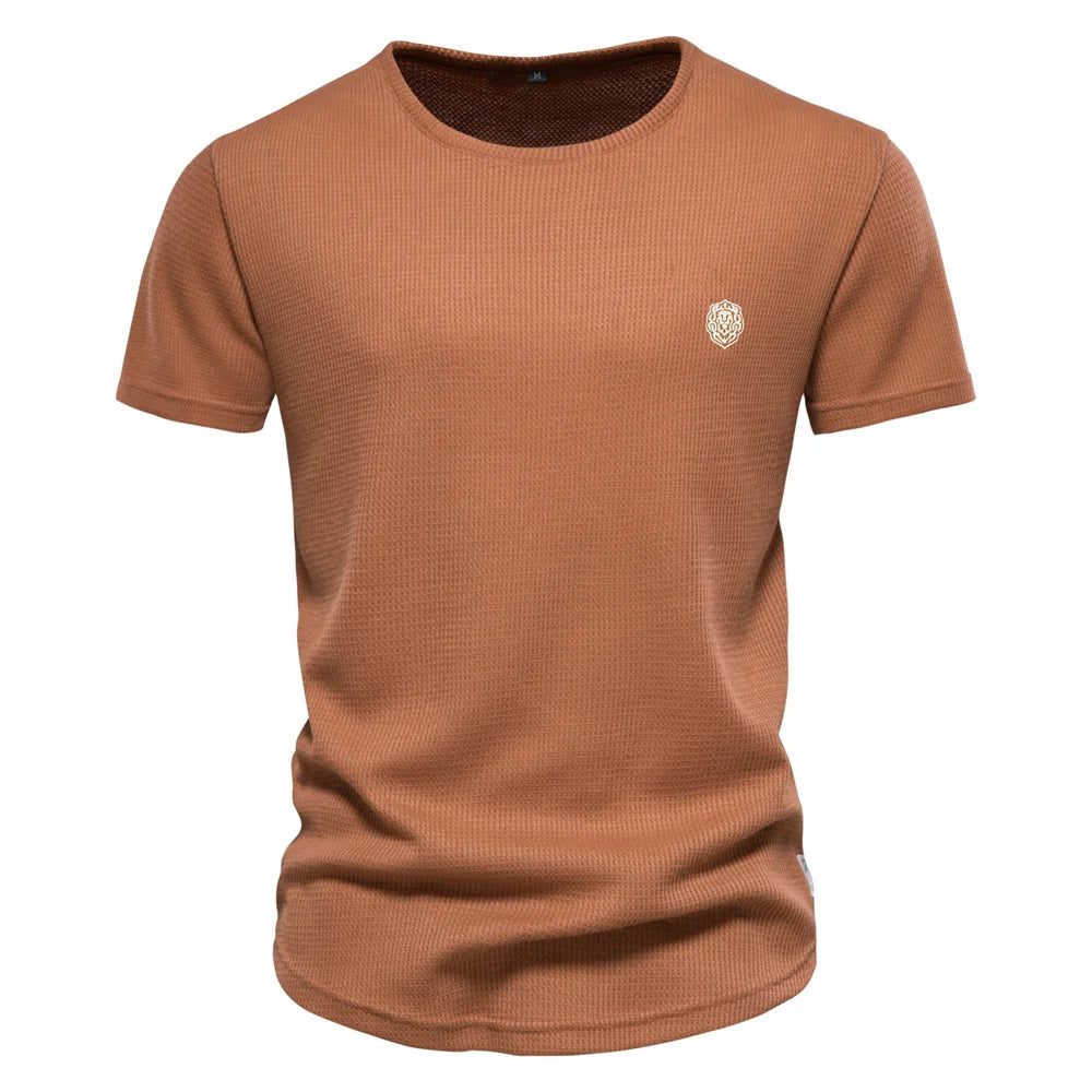 Herren T-Shirt aus Waffelstoff im einfarbigen Casual-Stil für den Sommer