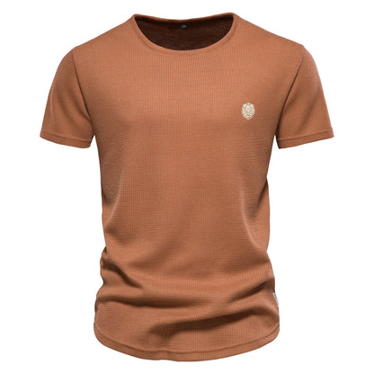 Herren T-Shirt aus Waffelstoff im einfarbigen Casual-Stil für den Sommer