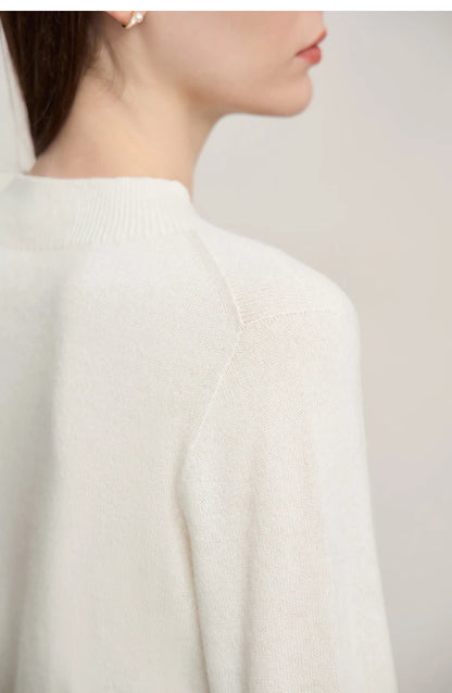 Damen-Rollkragenpullover Wolle-Kaschmir locker Herbst