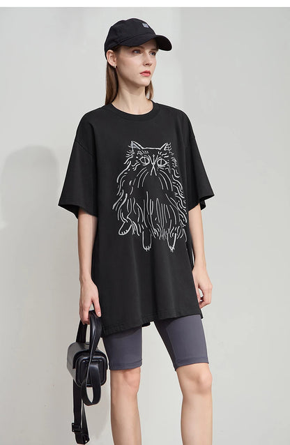 Damen T-Shirt mit Druck im lässigen Rundhals-Stil für das Büro