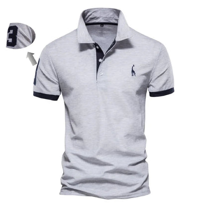 Premium Herren Polo Shirt Feuchteregulierend Mit Giraffenstickerei