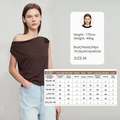 Damen Casual-T-Shirt im minimalistischen Stil mit Swing-Kragen und ärmellos