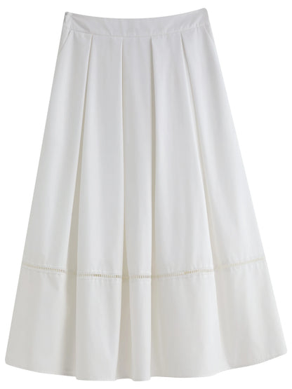 Eleganter Plus-Size-Rock im französischen Retro-Stil mit Polka-Dots – Sommerlicher, hoch taillierter Schlankmacher-Rock