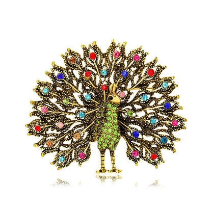 Brosche Pfau Kristall Emaille Tier Anstecknadel Damen