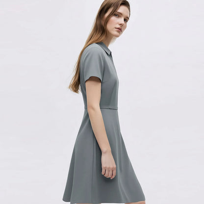 Elegantes Damen Midikleid Mit Reißverschluss Und Figurbetonter Taille