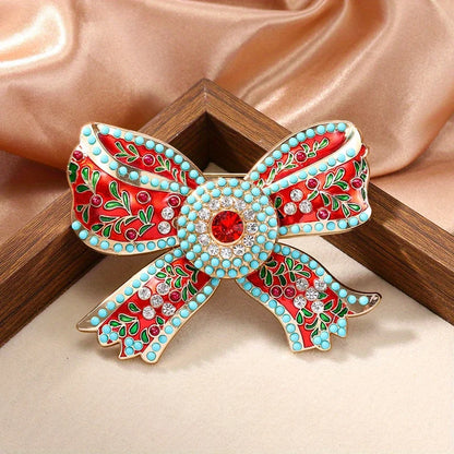 Brosche Schleife Kristall Perle Glänzend Boutique Geschenk Damen
