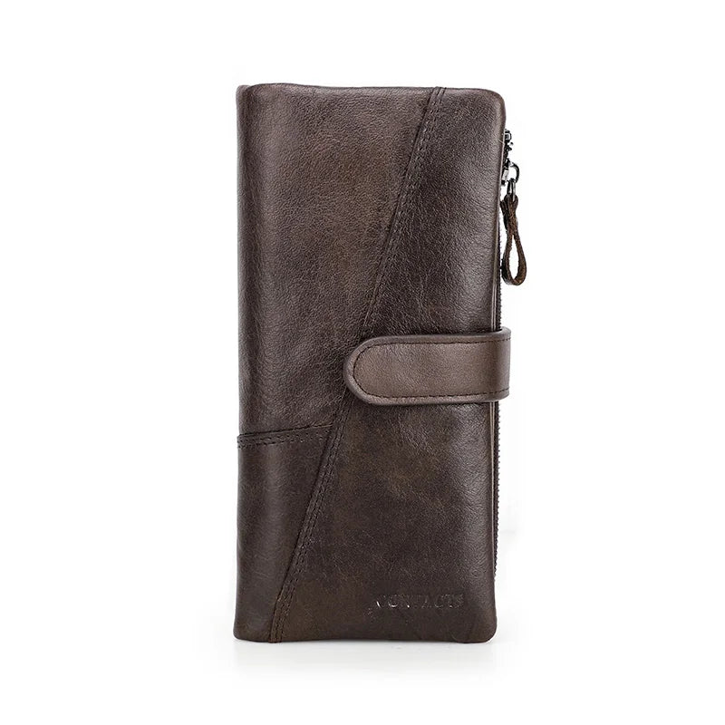 Herren Echtleder Lange Geldbörse Vintage Handyfach Fotohalter Kartenhalter Reise