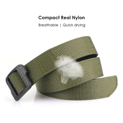 Herren-Gürtel metallfrei aus Kunststoff-Nylon mit verstellbarer Schnalle für Reise und Alltag