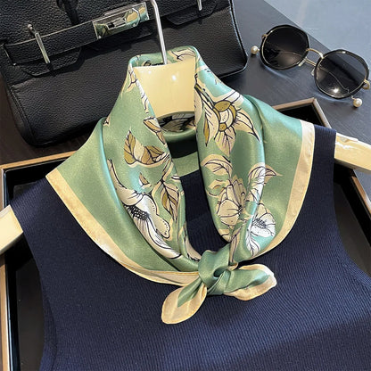 Damen Seidenschal 53cm klein quadratisch Haarband Kopftuch Halstuch Bandana E