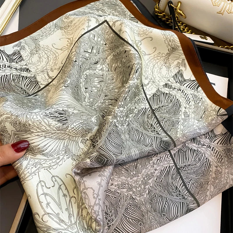 Damen Seidenschal quadratisch 70cm Halstuch Bandana Hijab Pashmina F