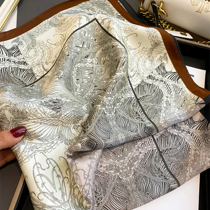 Damen Seidenschal quadratisch 70cm Halstuch Bandana Hijab Pashmina F