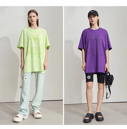 Damen T-Shirt mit Druck im lässigen Rundhals-Stil für das Büro