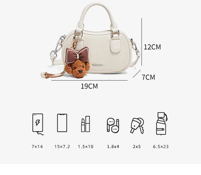 Damen Handtasche Aus Soft Leateh Im Boston Stil Mit Crossbody Anhänger