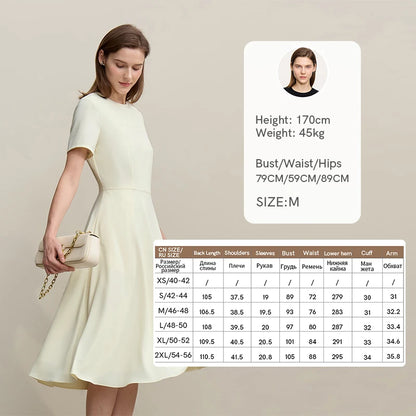 Elegantes Damenkleid Mit Taschen Aus Chiffon Tailliert Für Berufstätige