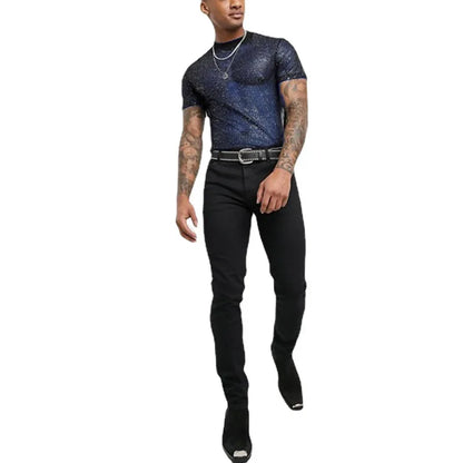 Lässiges Herren-T-Shirt mit V-Ausschnitt aus atmungsaktivem Material – schnelltrocknend und locker geschnitten