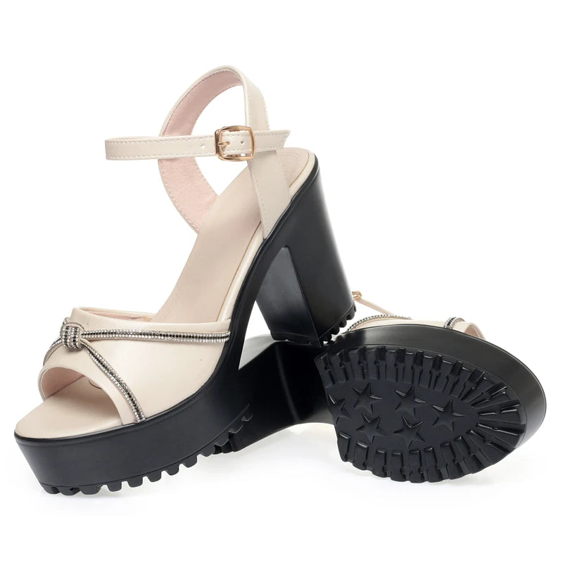AIYUQI Frauen Sandalen High Heels 2025, Neue Echtes Leder Mode Frauen Sandalen Große Größe Strass Sommer Sandalen Frauen