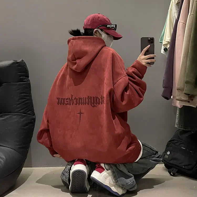 Lässiger Herren-Hoodie mit Rundhalsausschnitt und Vintage-Cartoon-Print – ideal für Herbst und Winter