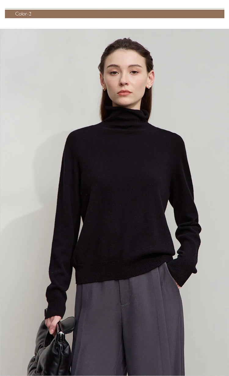 Damen-Rollkragenpullover Wolle-Kaschmir warm elegant Herbst-Winter