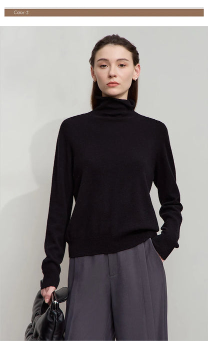 Damen-Rollkragenpullover Wolle-Kaschmir warm elegant Herbst-Winter