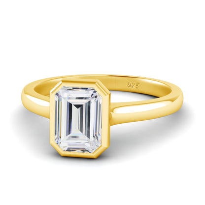 Damen-Ring aus Silber 925 mit Moissanit im Smaragd-Schliff 1 Karat Zertifikat inklusive Echtheitsprüfung