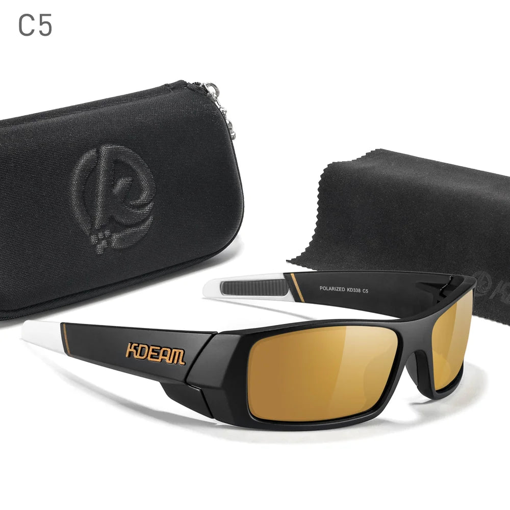 Sonnenbrille Angeln schwarz photochrom Nachtsicht Totenkopf-Etui Herren
