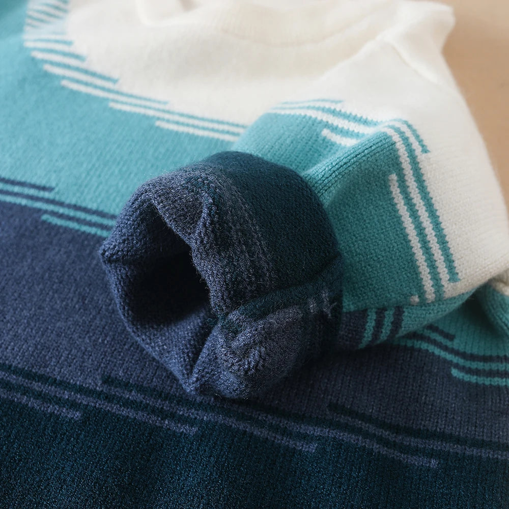 Tween Jungen-Pullover, lässig, Rundhalsausschnitt, Farbblock, langärmelig, für Herbst/Winter, Kinder-Strickwaren für Jungen