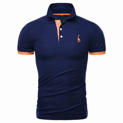 Herren Polohemd Mit Giraffenstickerei Atmungsaktiver Sommerkomfort