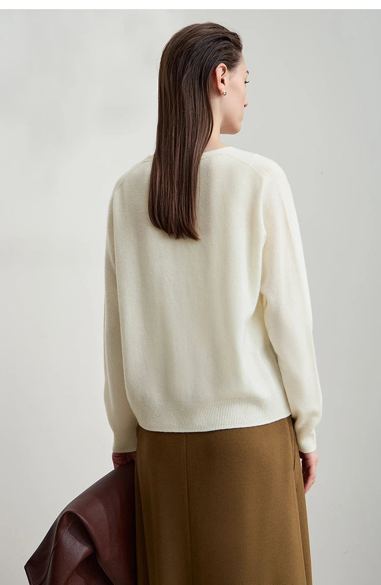 Damen-Strickjacke V-Ausschnitt Wolle lang locker Herbst-Winter