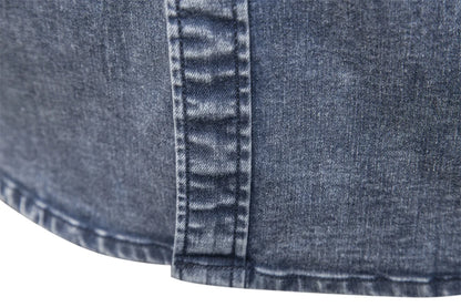 Herren Denim Hemd aus Baumwolle mit doppelten Taschen im lässigen Stil