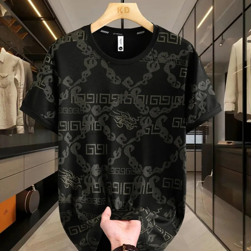 Herren T-Shirt im lässigen Stil aus eisiger Seide mit kurzem Arm
