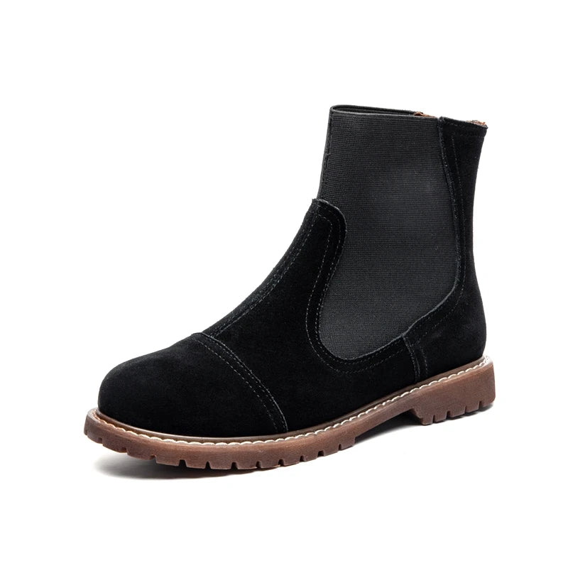 AIYUQI Women Chelsea Boots 2025 Autumn Winter New British Style Fashion Marton Boots Women Suede Slip-on Ankle Boots Women