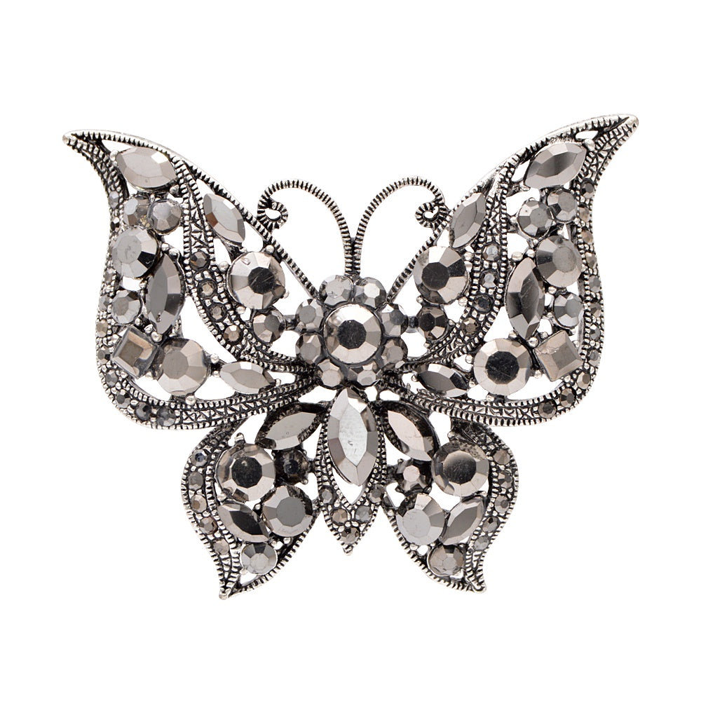 Brosche Schmetterling Strass Kristall Dunkel Winter Insekt Modeschmuck