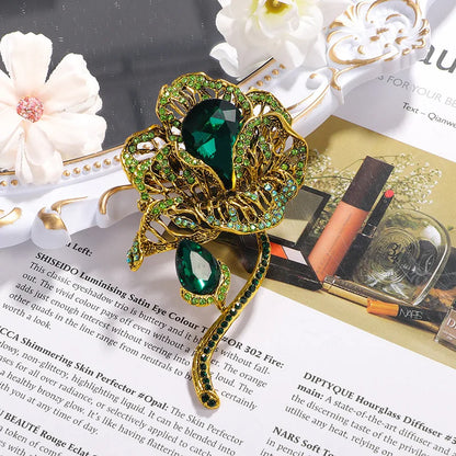 Brosche Blume Perle Emaille Kristall Tropföl Klassisch elegant Damen