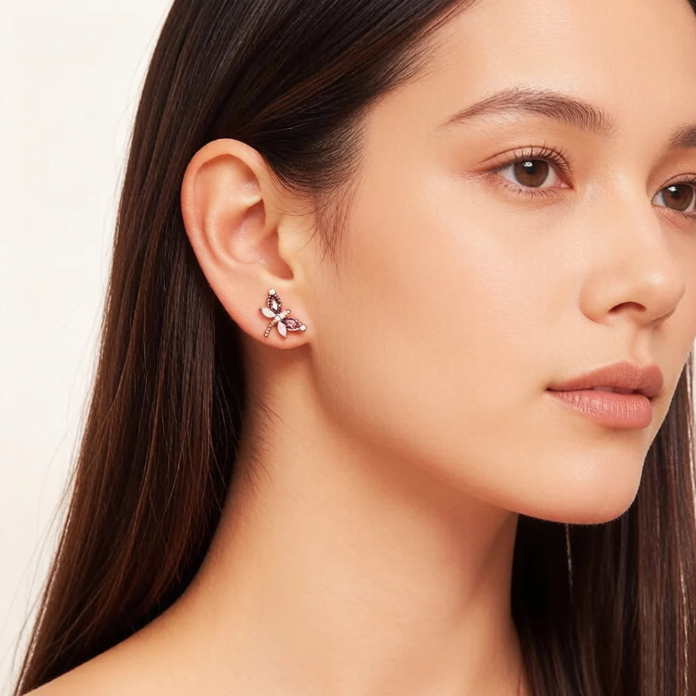 Damen-Ohrstecker Libelle mit Zirkonia Sommer aus Sterlingsilber