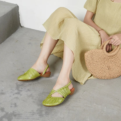 AIYUQI 2025, neue stil geschlossene zehen frauen sandalen Plissee nicht-slip Römischen sandalen für frauen Große größe sommer strand weibliche schuhe