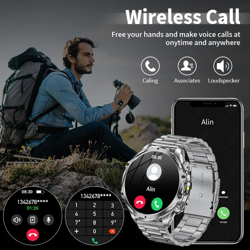 Herren Outdoor Smartwatch mit 1,9 Zoll Display und wasserdichter Funktion