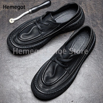 Herren-Lederschuhe, schwarz, Schnürschuh mit dicker, profilierter Laufsohle