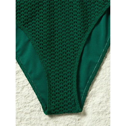 Damen-Badeanzug V-Ausschnitt Netzstrick rückenfrei Monokini Weste